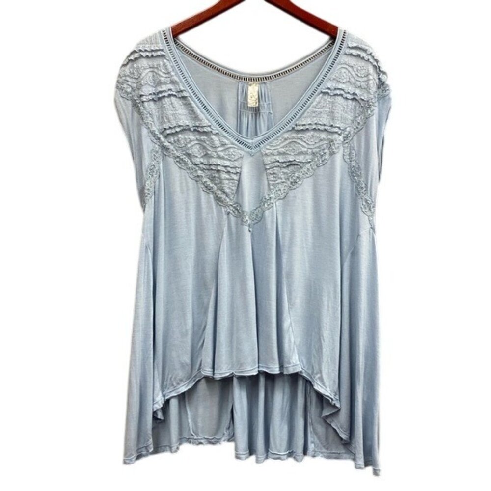 Free People Baby Blue Lacey Tunic Top Small